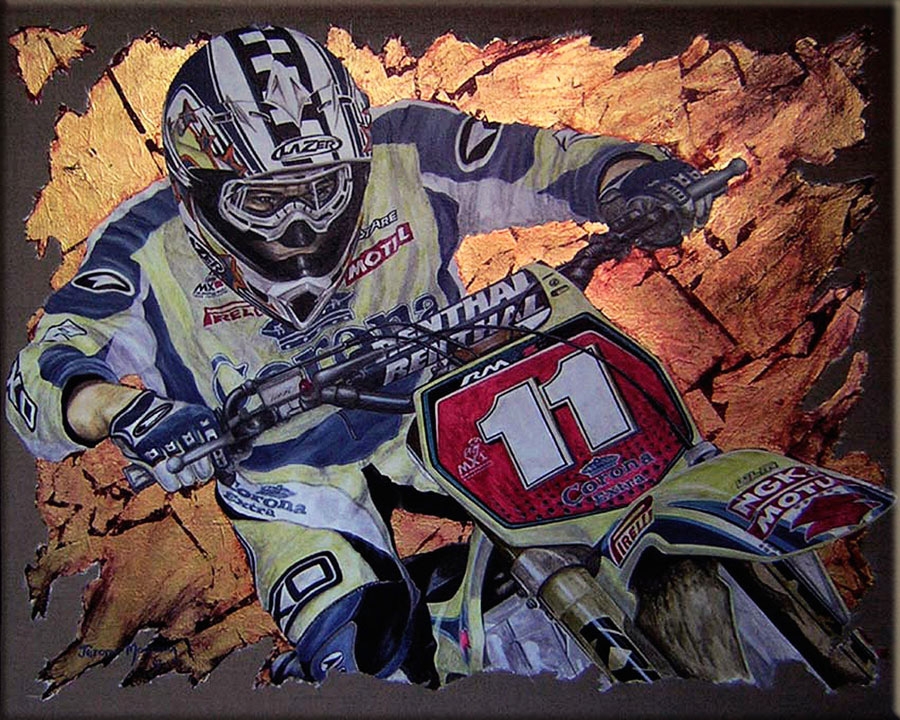 zoom sur le tableau motocross Steve Ramon