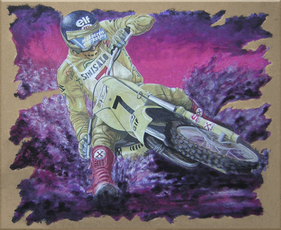 zoom sur le tableau motocross de Jean Jacques Bruno