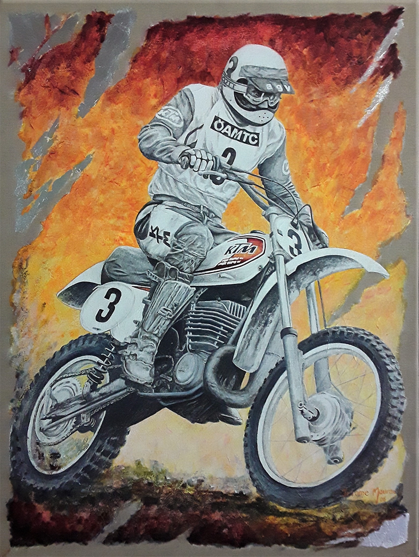 zoom sur la peinture de motocross d‘André Malherbe